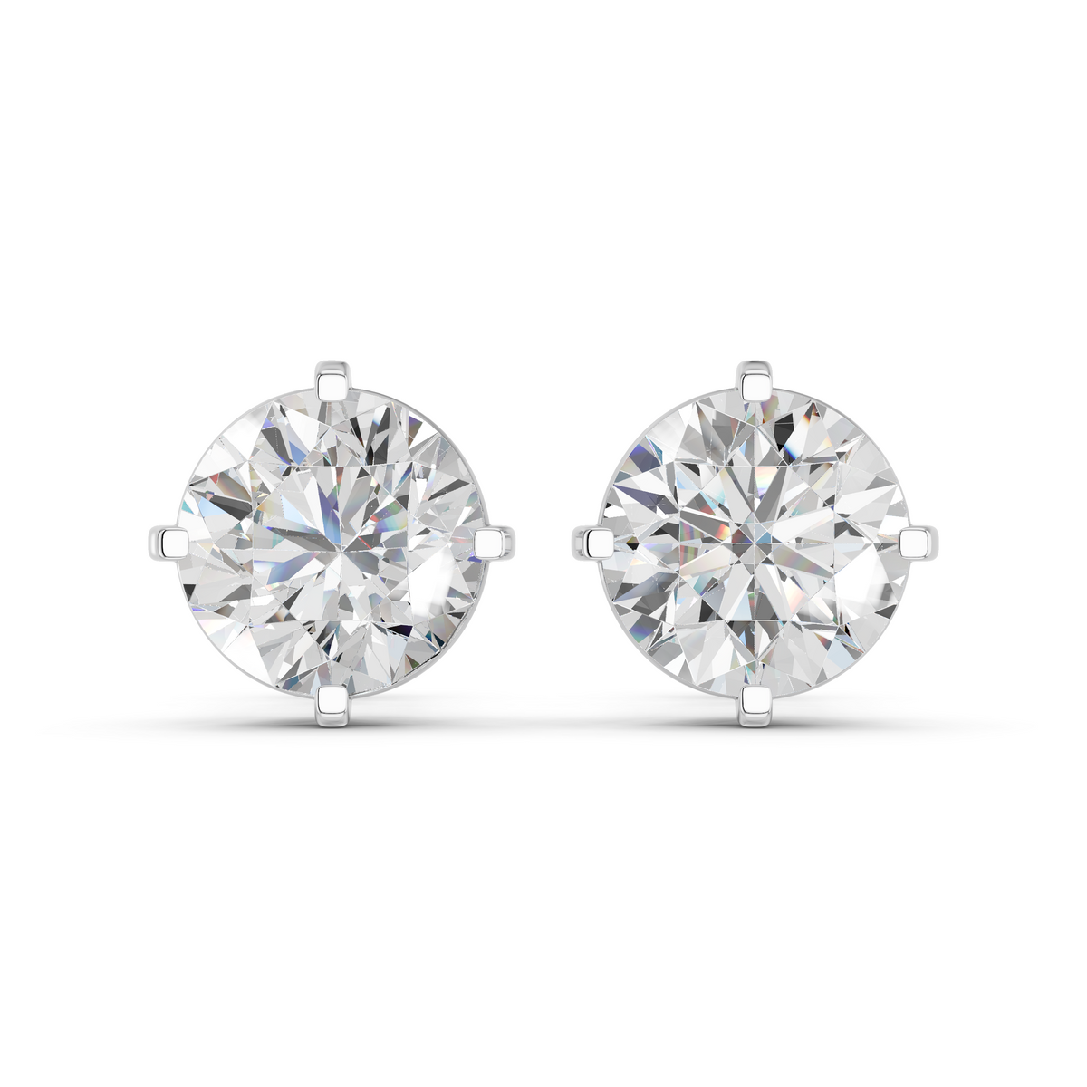 Round Lab Diamond Solitaire Stud in 14K White Gold – top view