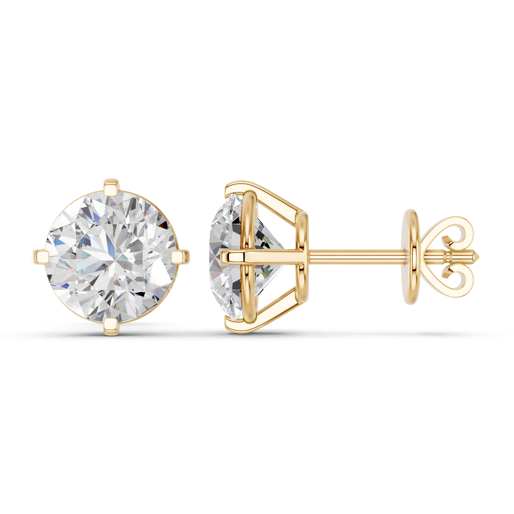 Round Lab Diamond Solitaire Stud in 14K Yellow Gold – side view