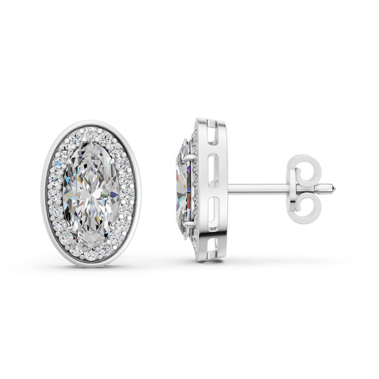 Moval Lab Diamond Halo Stud in 14K White Gold – side view