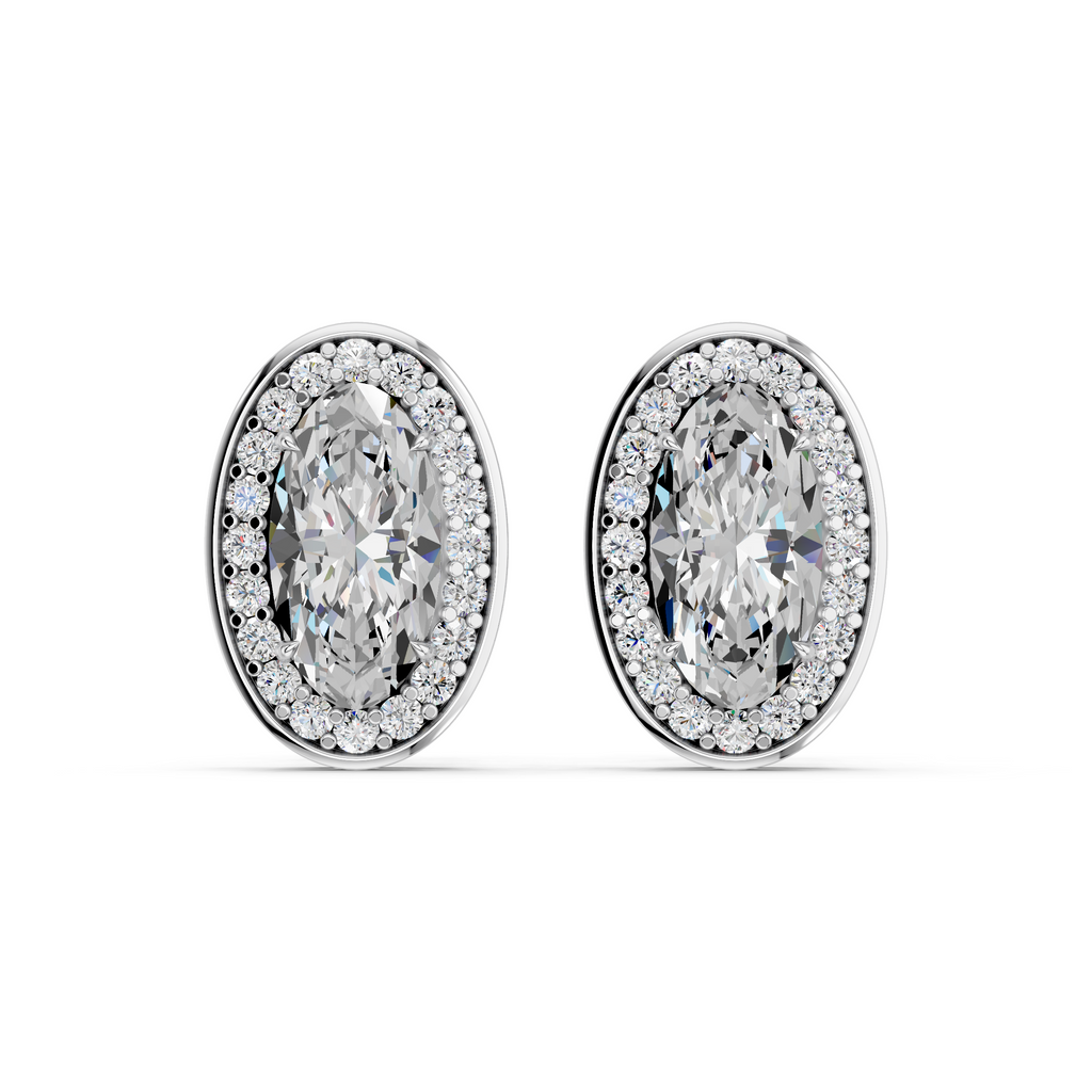 Moval Lab Diamond Halo Stud in 14K White Gold – top view