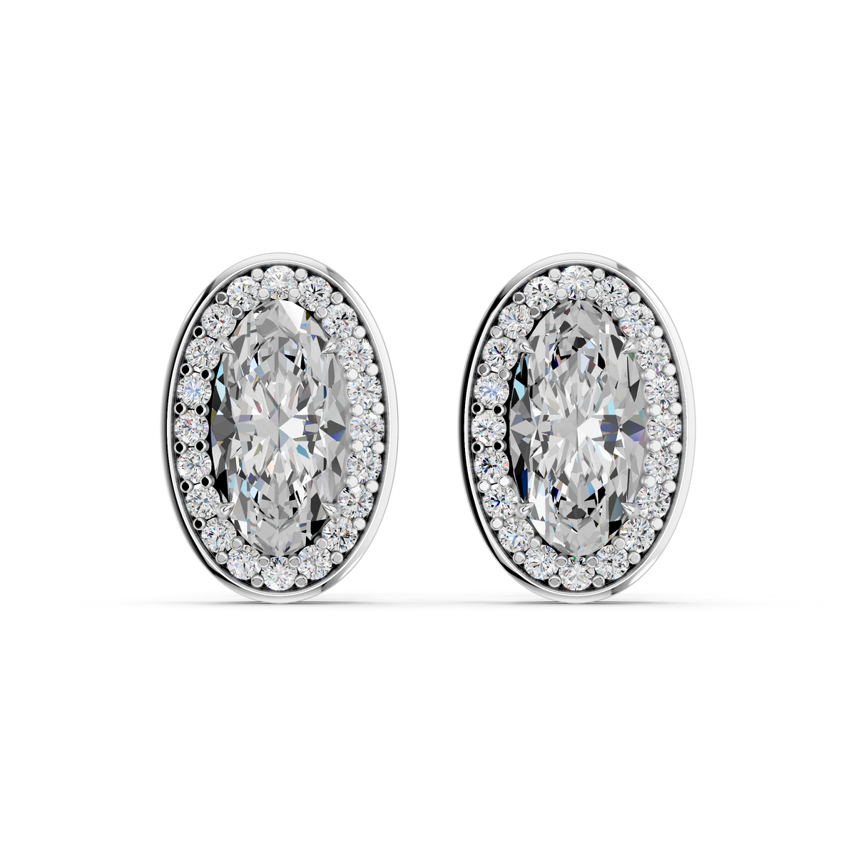 Moval Lab Diamond Halo Stud in 14K White Gold – top view