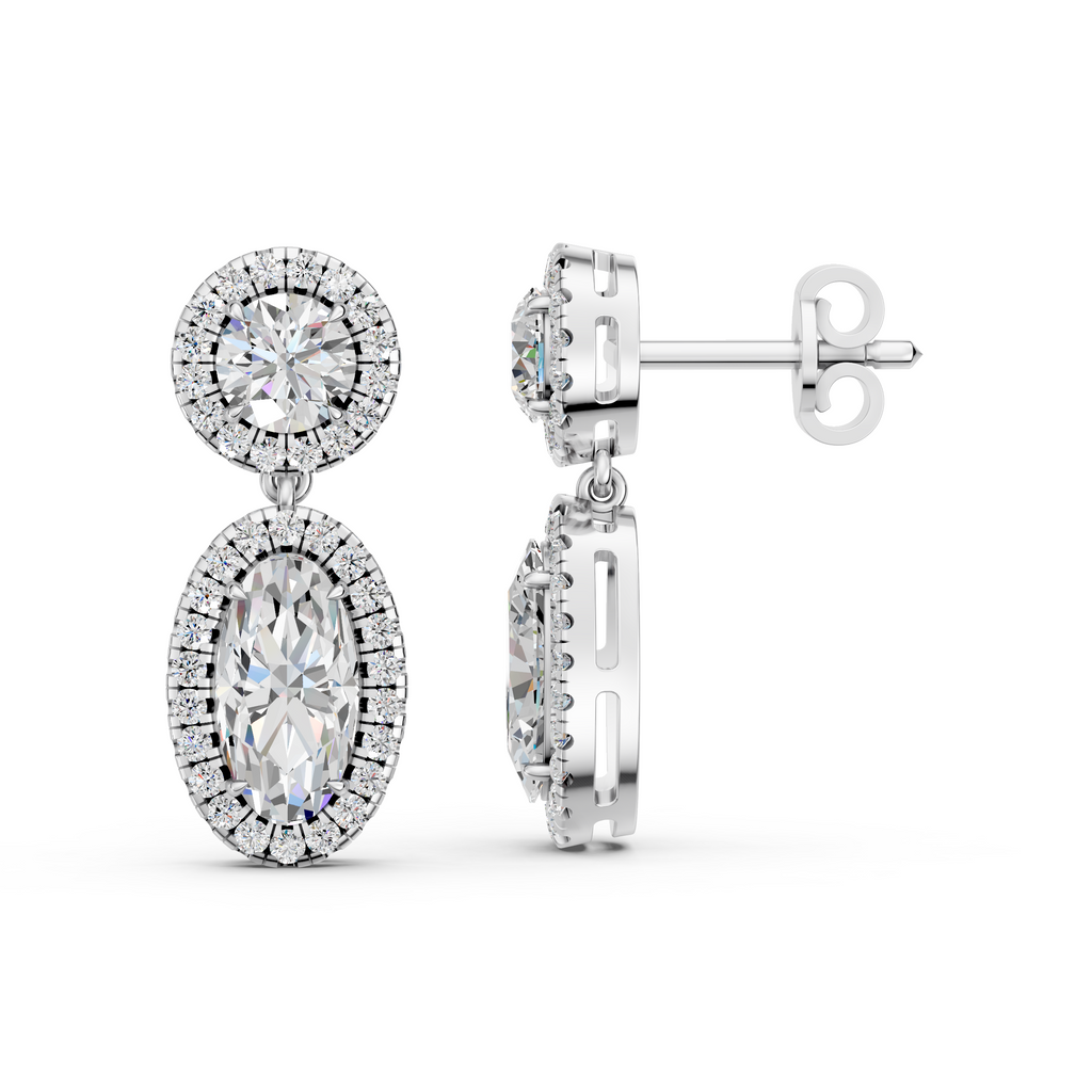 Moval Lab Diamond Dangle Drop Earring in 14K White Gold – side view