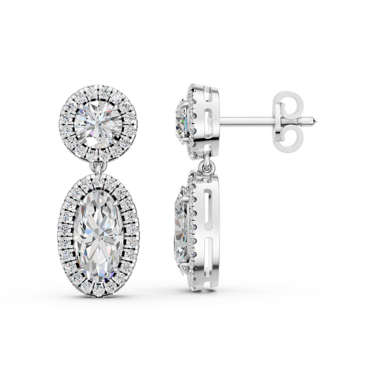 Moval Lab Diamond Dangle Drop Earring in 14K White Gold – side view