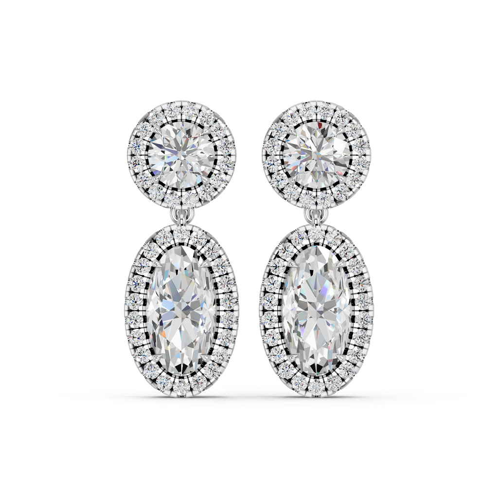 Moval Lab Diamond Dangle Drop Earring in 14K White Gold – top view
