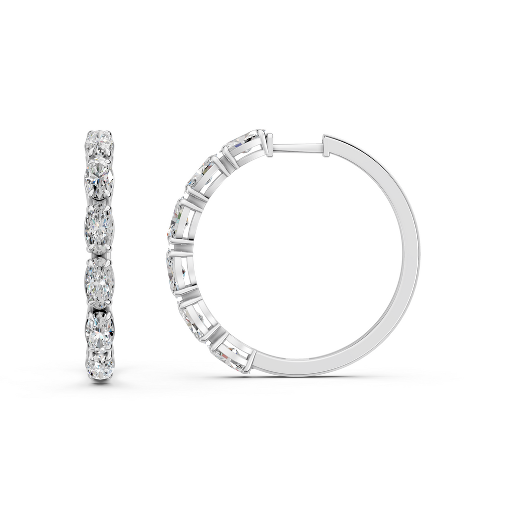 Moval Lab Diamond Hoop Earring in 14K White Gold – side view