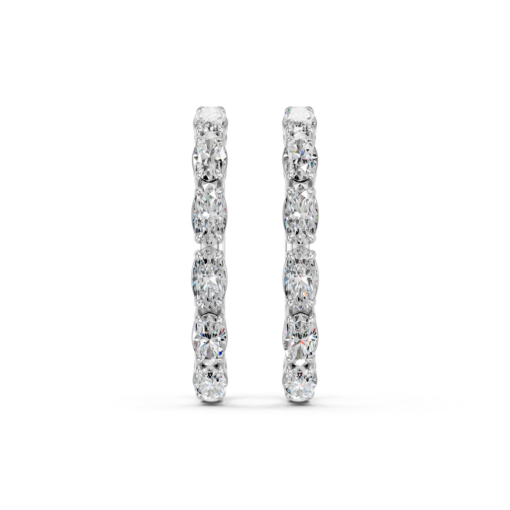 Moval Lab Diamond Hoop Earring in 14K White Gold – top view