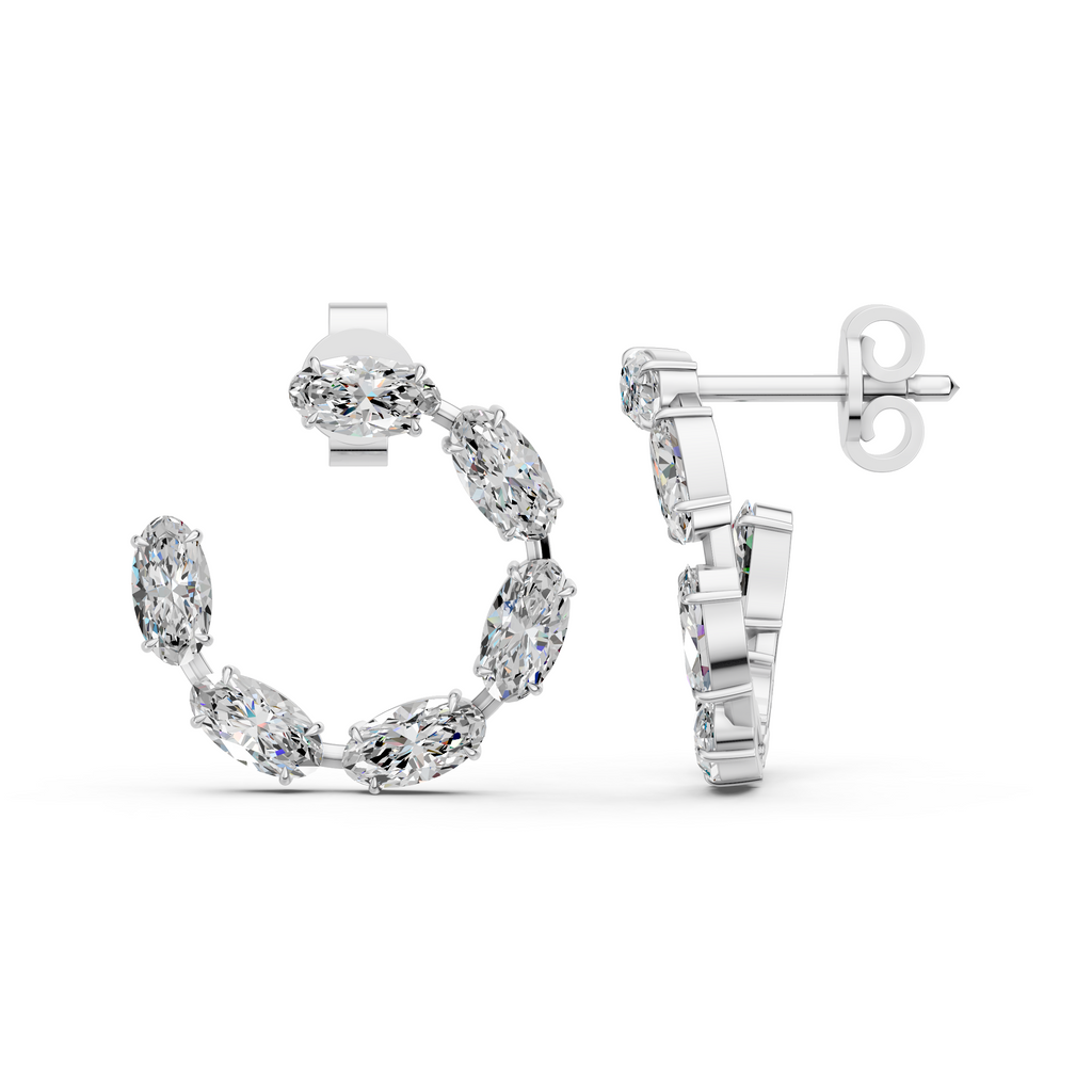 Moval Lab Diamond Circle Earring in 14K White Gold – side view