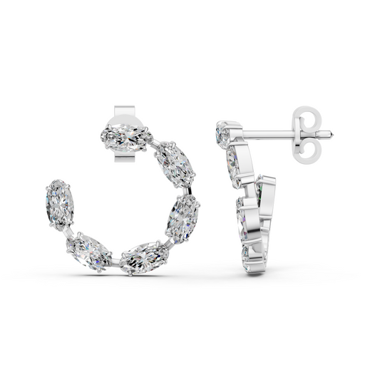 Moval Lab Diamond Circle Earring in 14K White Gold – side view