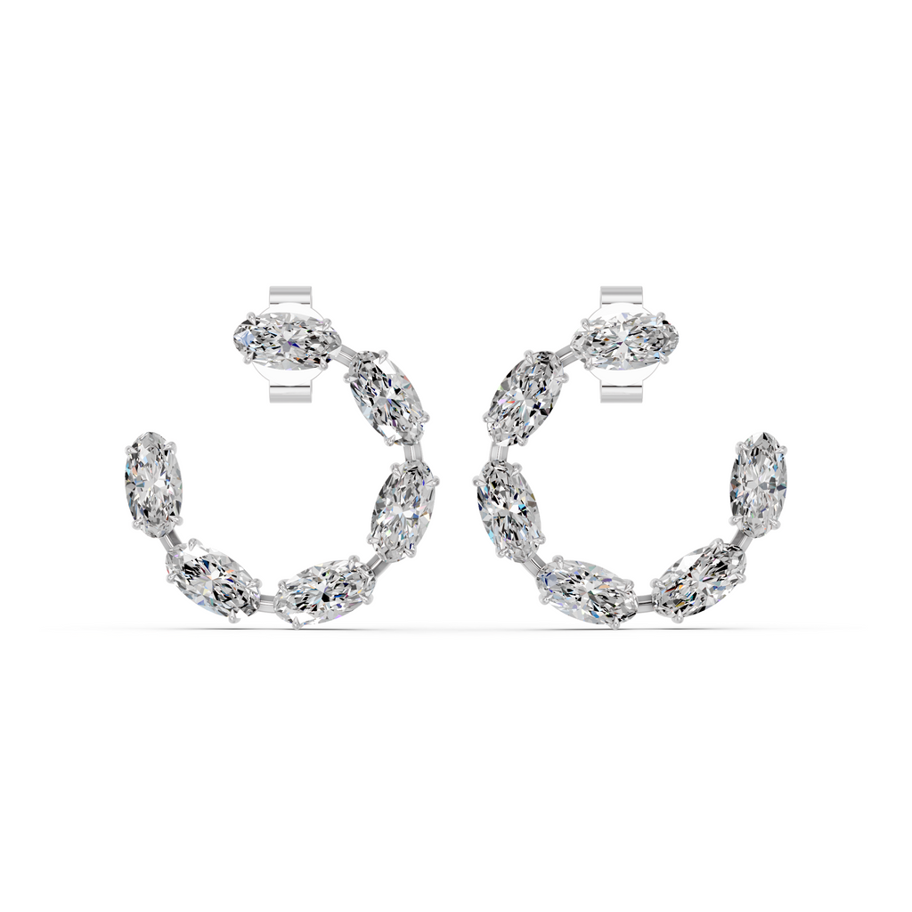 Moval Lab Diamond Circle Earring in 14K White Gold – top view