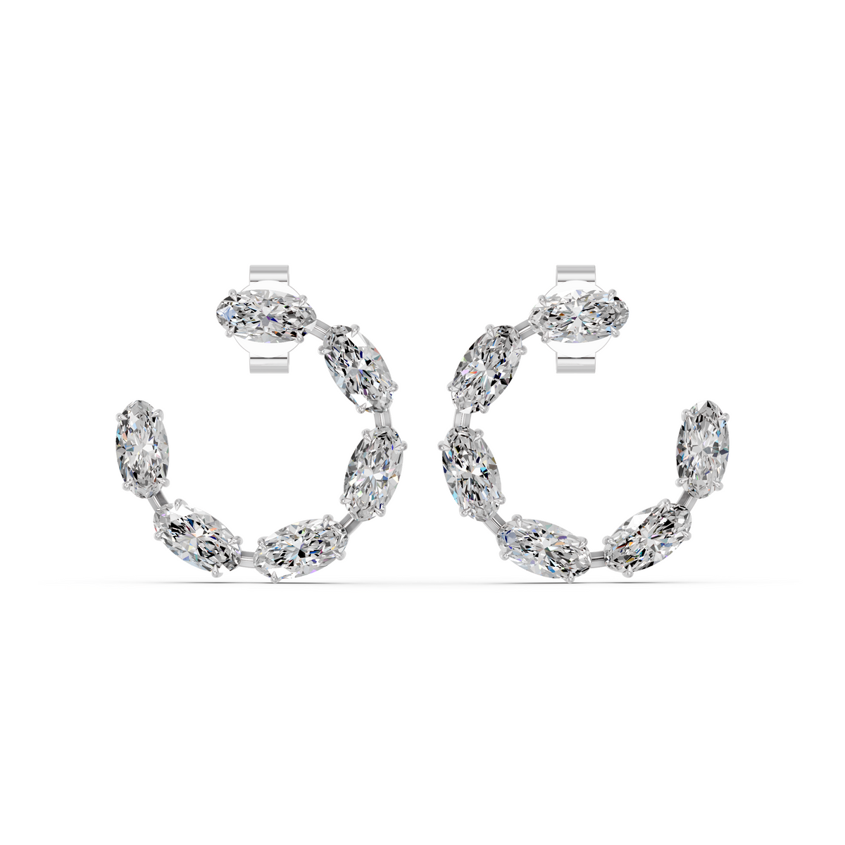 Moval Lab Diamond Circle Earring in 14K White Gold – top view