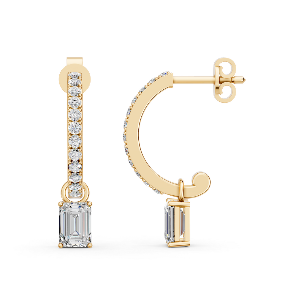 Lab Diamond Interchangeable Half Hoop Earring in 14K Yellow Gold – side view
