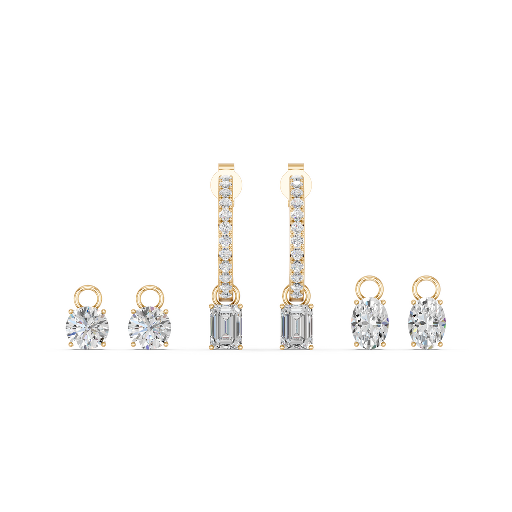 Lab Diamond Interchangeable Half Hoop Earring in 14K Yellow Gold – top view