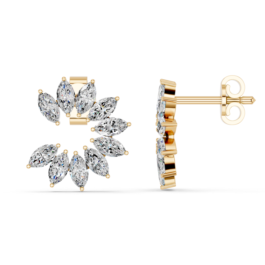 Marquise Lab Diamond Fashion Earring in 14K Yellow Gold – side view