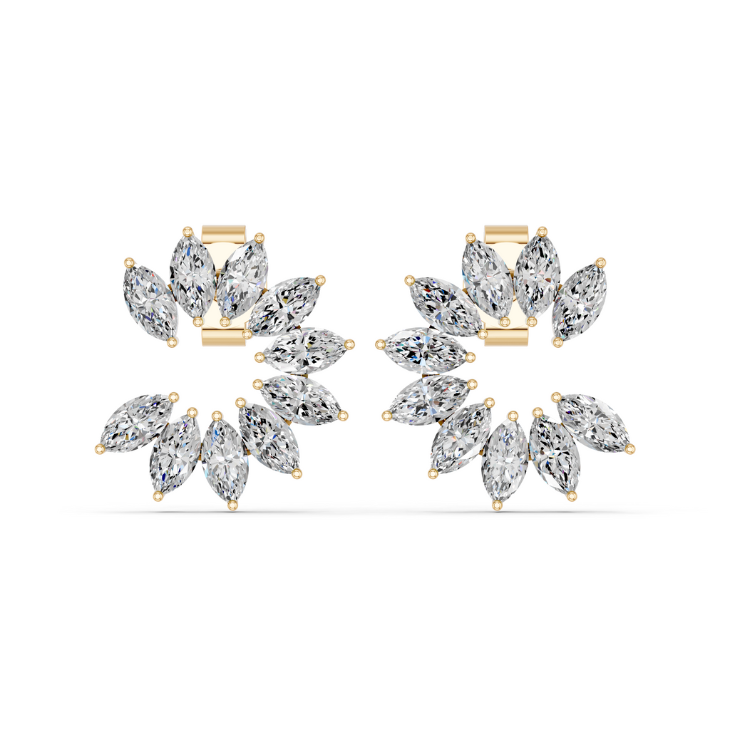 Marquise Lab Diamond Fashion Earring in 14K Yellow Gold – top view