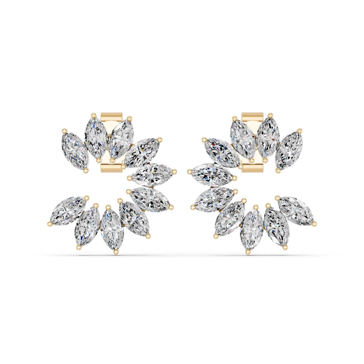 Marquise Lab Diamond Fashion Earring in 14K Yellow Gold – top view