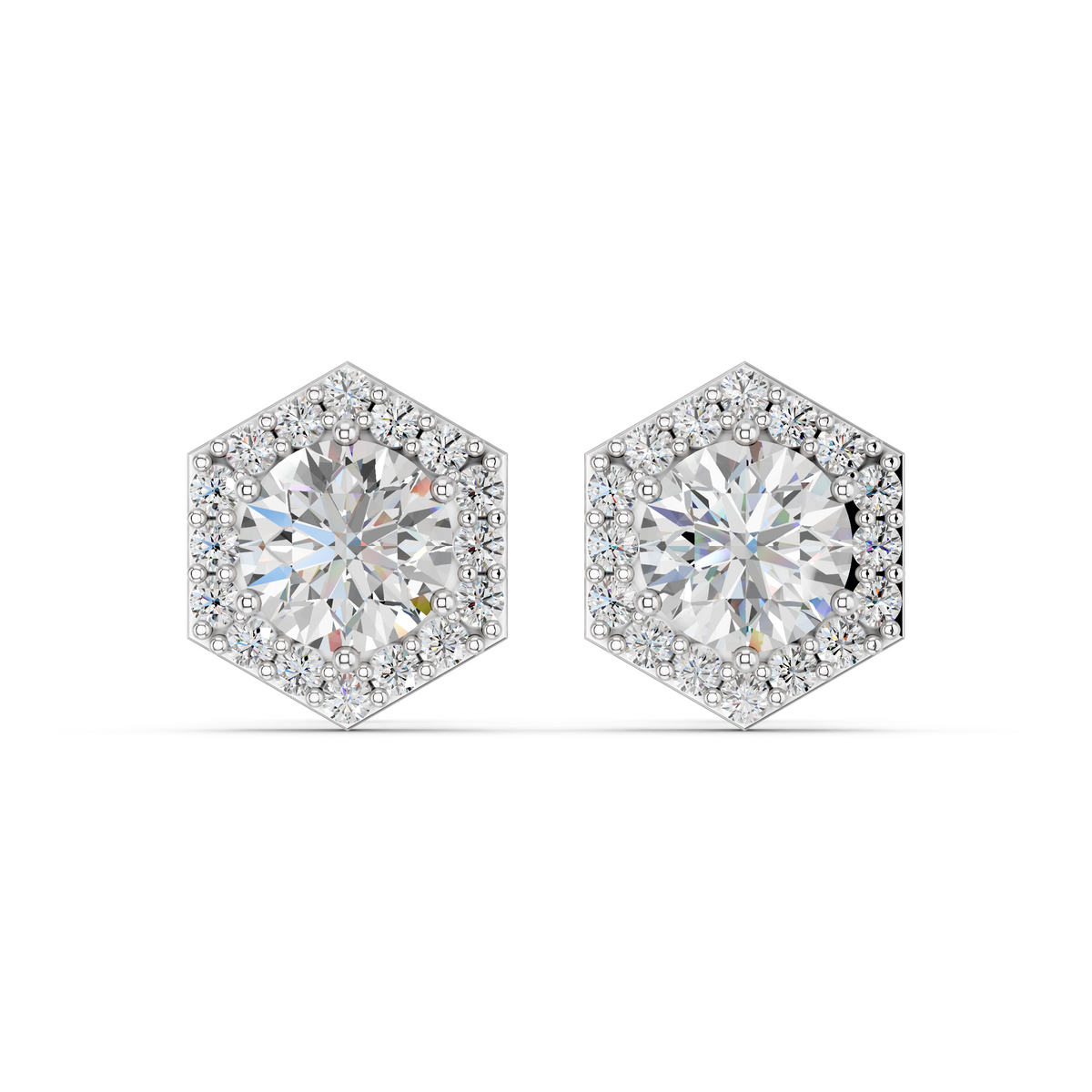 Round Lab Diamond Halo Stud in 14K White Gold – top view