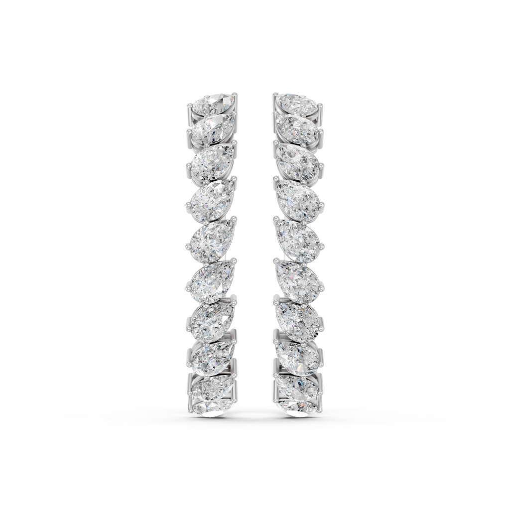 Tilted Pear Lab Diamond Hoop Earring in 14K White Gold – top view