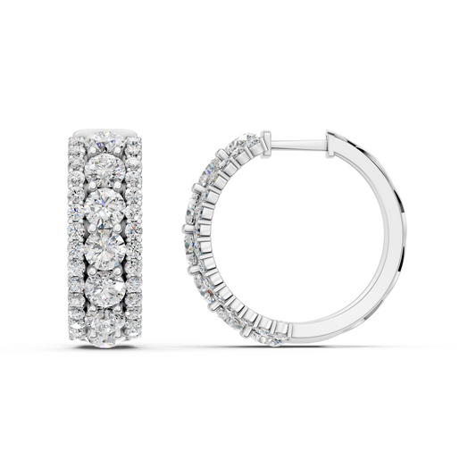 Round Lab Diamond Hoop Earring in 14K White Gold – side view