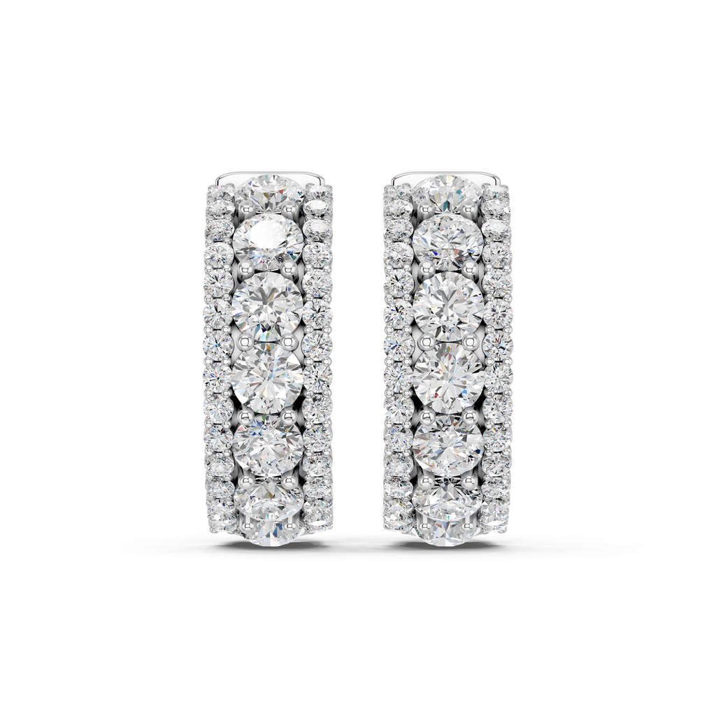 Round Lab Diamond Hoop Earring in 14K White Gold – top view