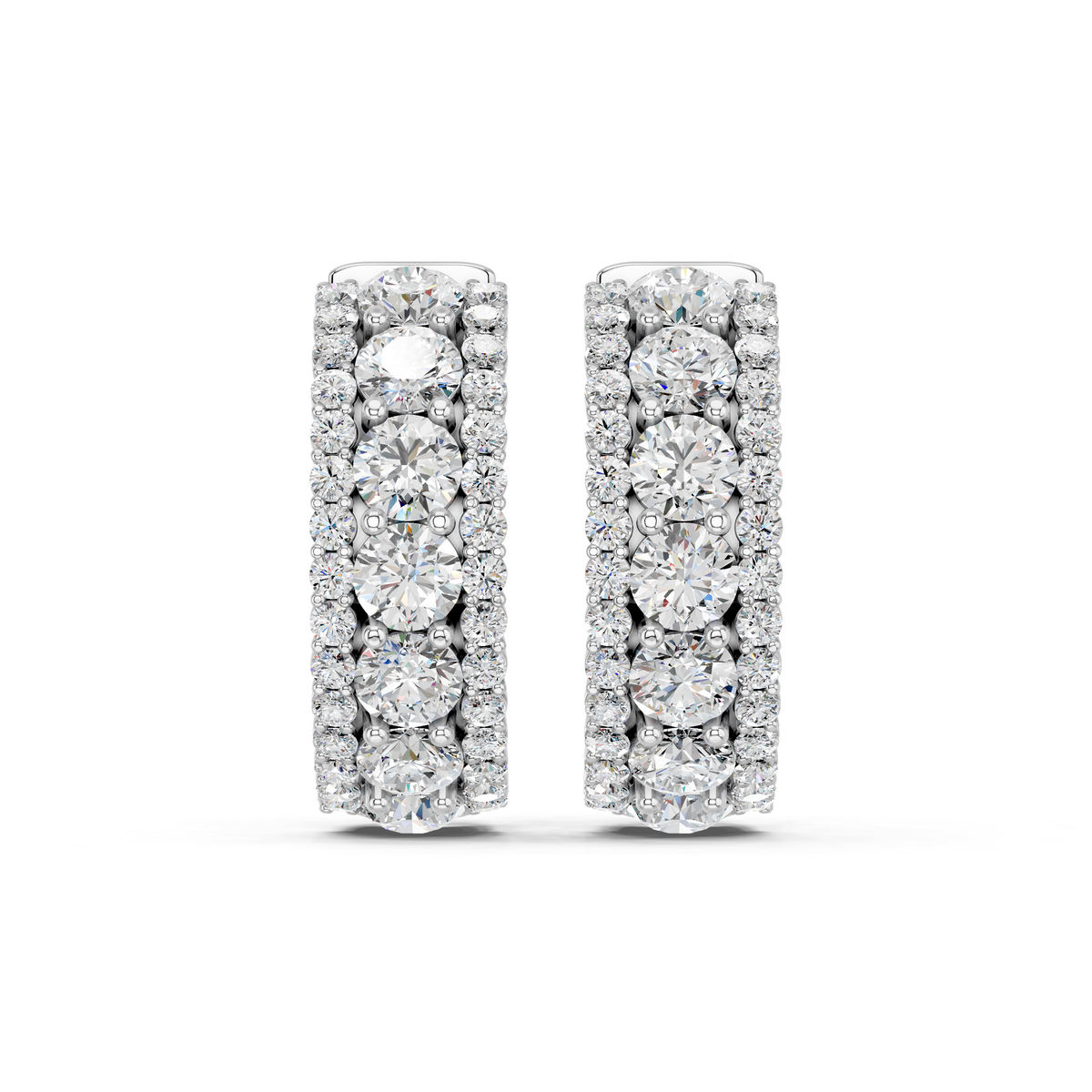Round Lab Diamond Hoop Earring in 14K White Gold – top view