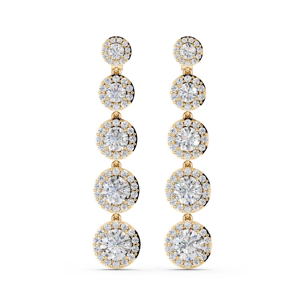 Round Lab Diamond Linear Earring in 14K Yellow Gold – top view