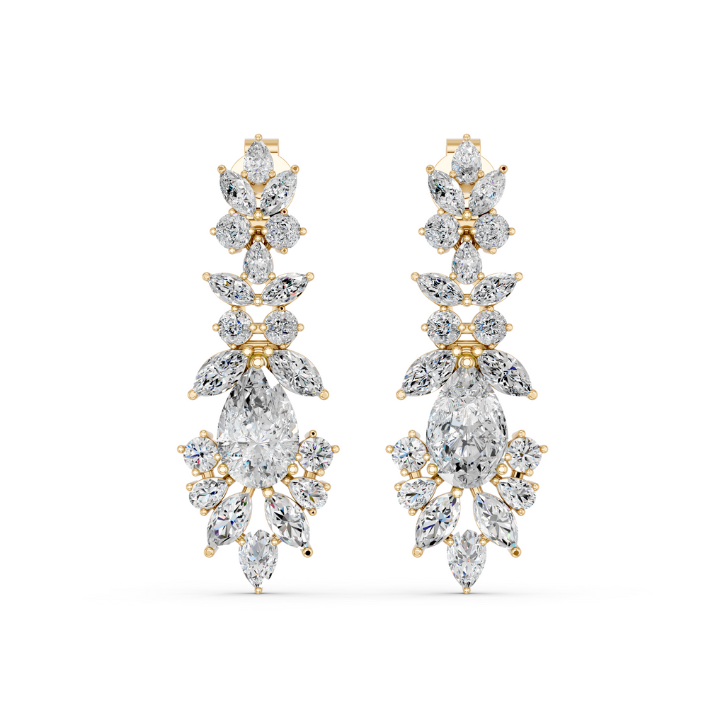 Multi Shape Lab Diamond Statement Earring in 14K Yellow Gold – top view