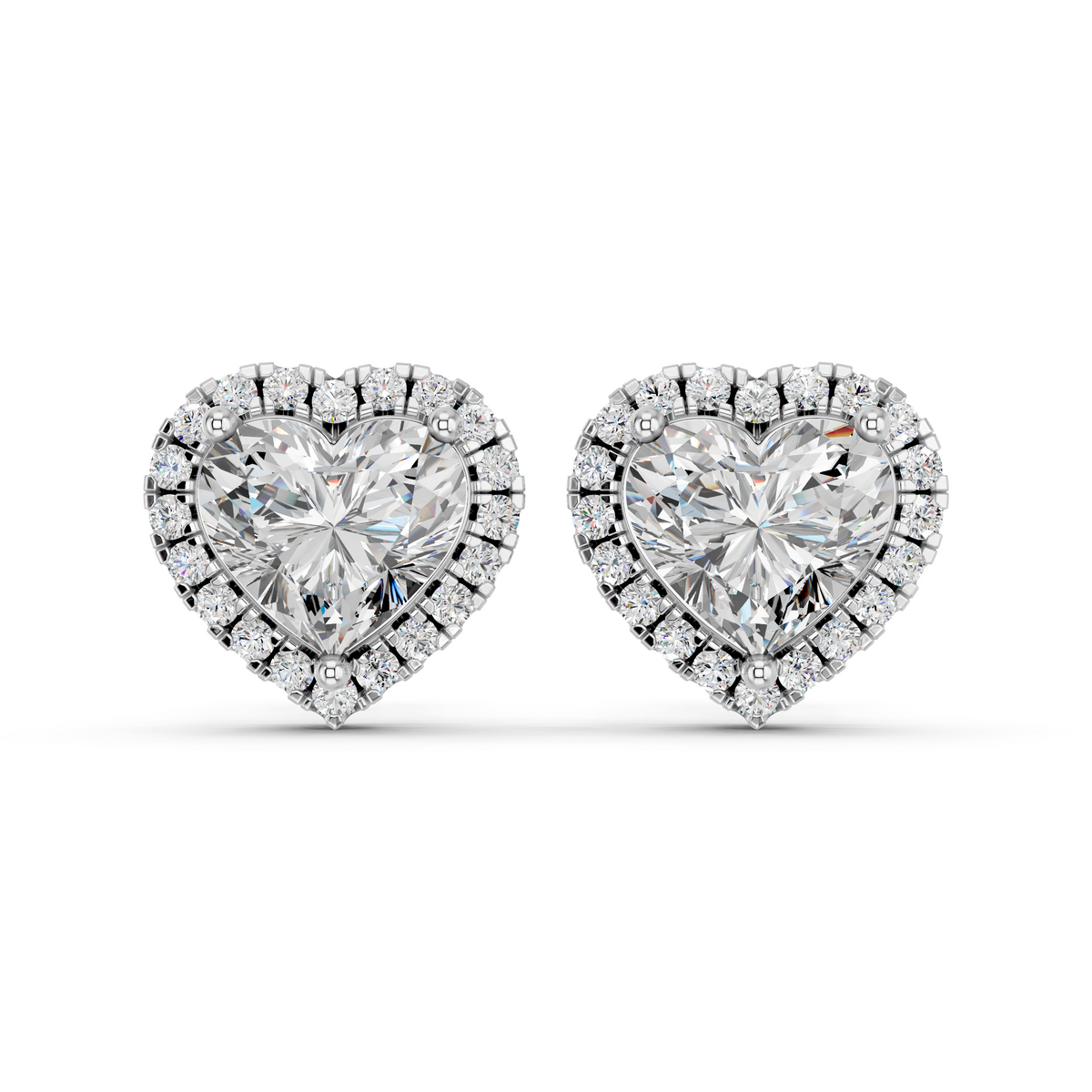 Heart Lab Diamond Halo Stud in 14K White Gold – top view