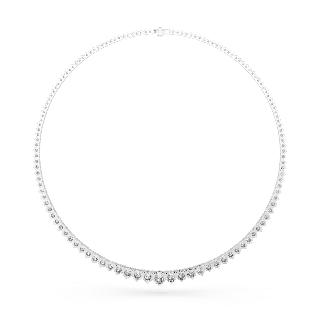 Round Lab Diamond Riviera Necklace in 14K White Gold – back view