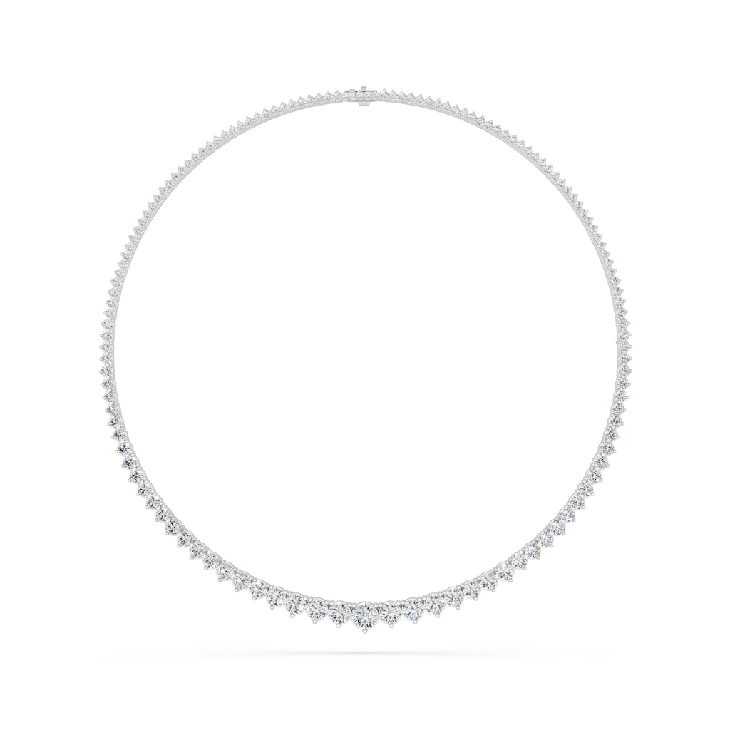 Round Lab Diamond Riviera Necklace in 14K White Gold – front view