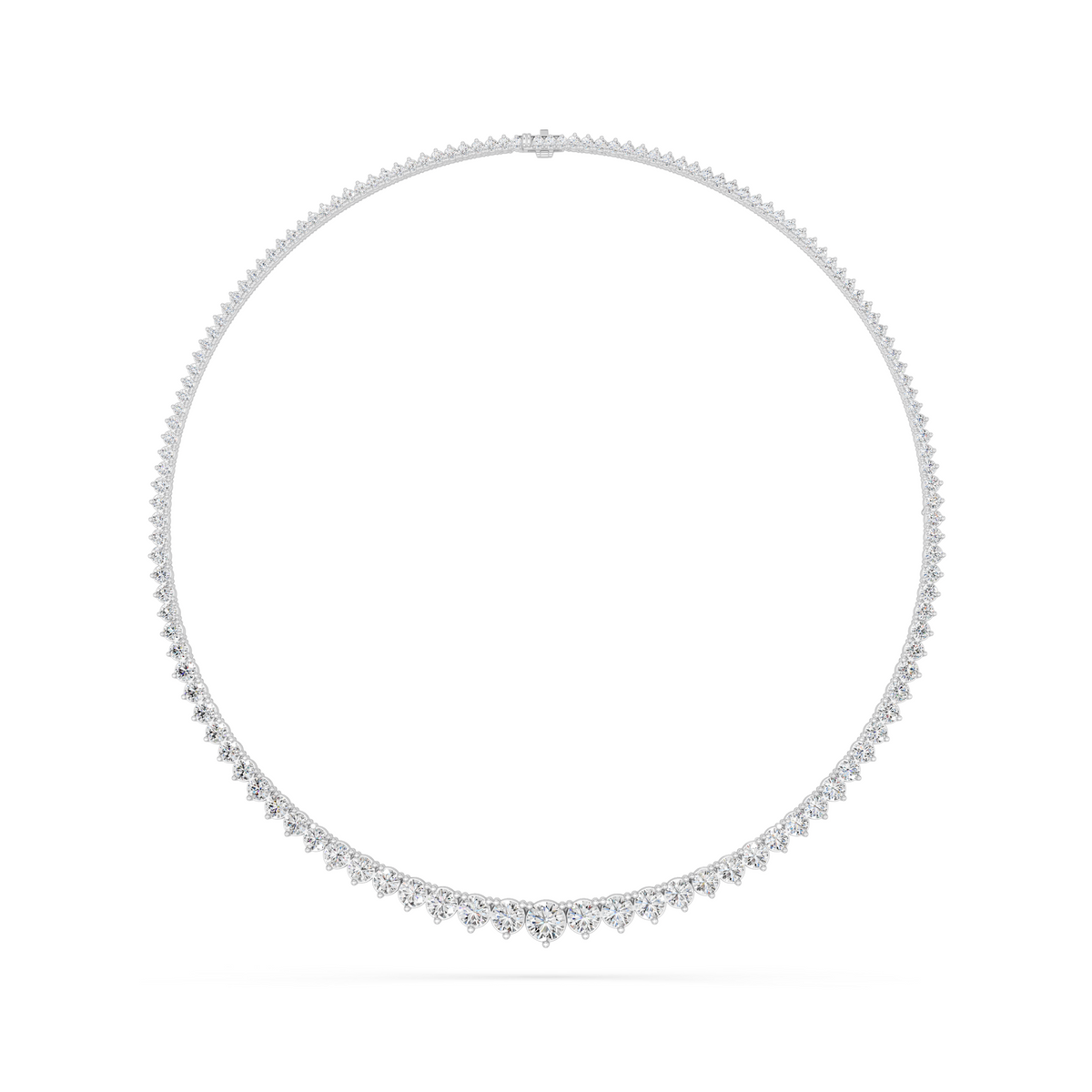 Round Lab Diamond Riviera Necklace in 14K White Gold – front view