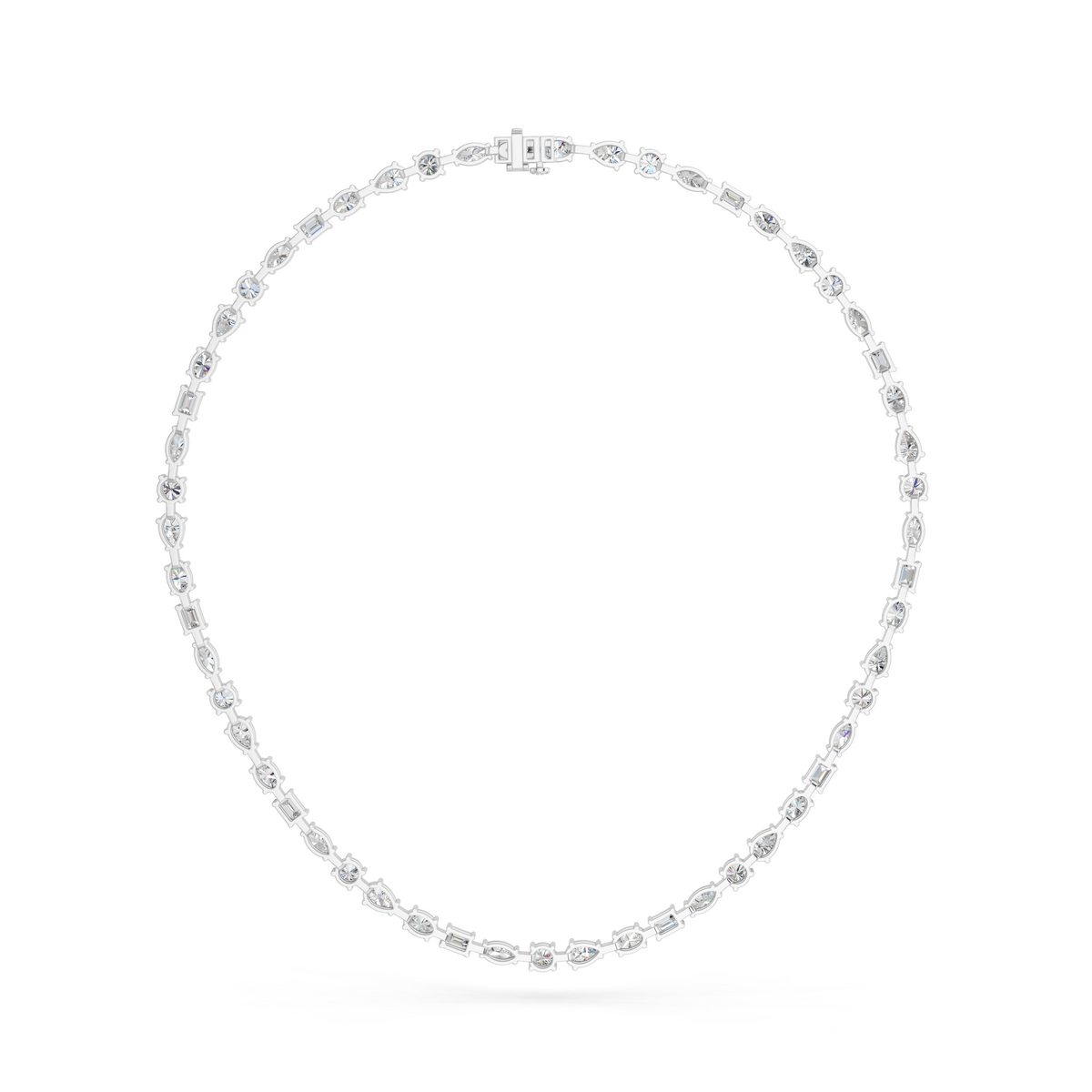 Multi Shape Lab Diamond Tennis Necklace in 14K White Gold – back view