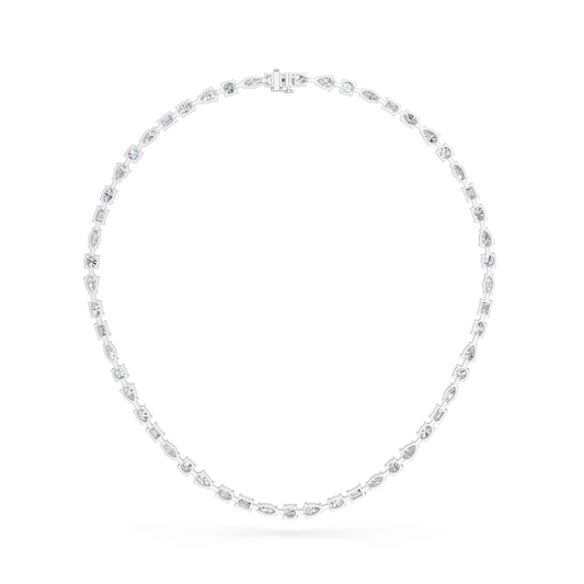Multi Shape Lab Diamond Tennis Necklace in 14K White Gold – back view