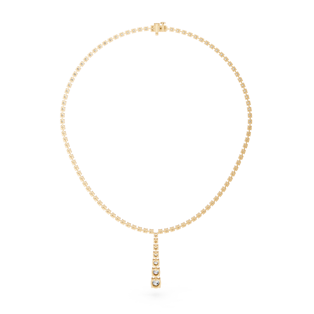 Round Lab Diamond Y Necklace in 14K Yellow Gold – back view