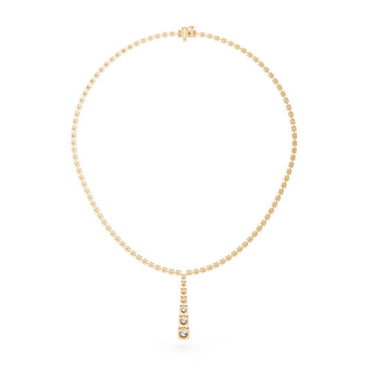 Round Lab Diamond Y Necklace in 14K Yellow Gold – back view