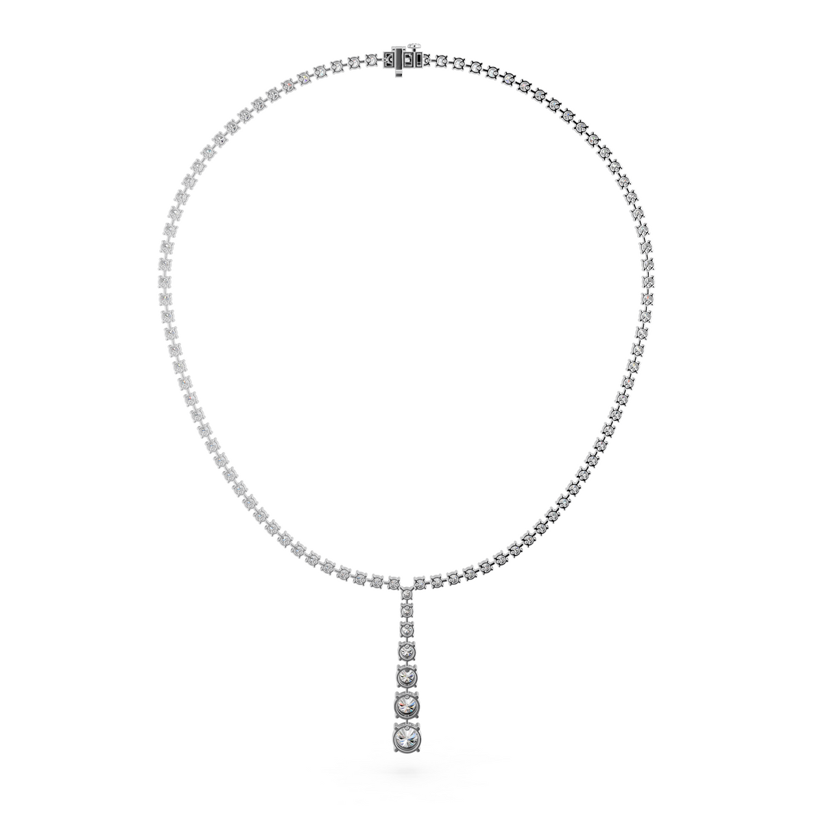 Round Lab Diamond Y Necklace in 14K White Gold – back view
