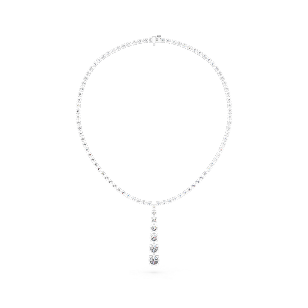 Round Lab Diamond Y Necklace in 14K White Gold – back view