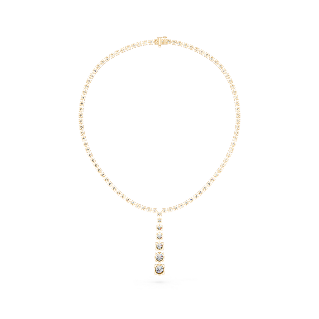 Round Lab Diamond Y Necklace in 14K Yellow Gold – back view