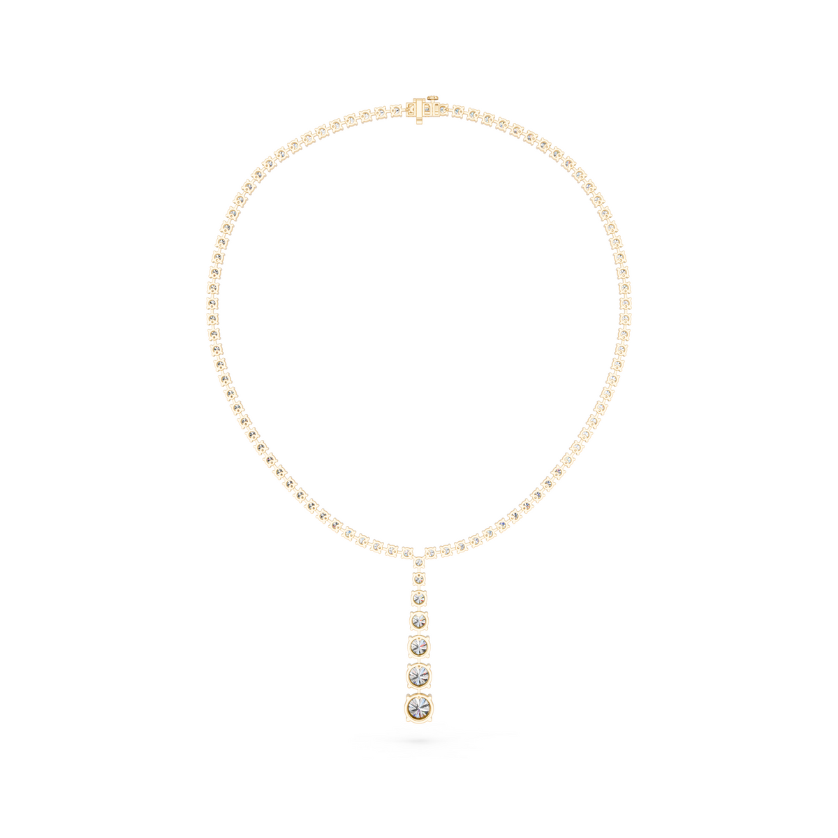 Round Lab Diamond Y Necklace in 14K Yellow Gold – back view