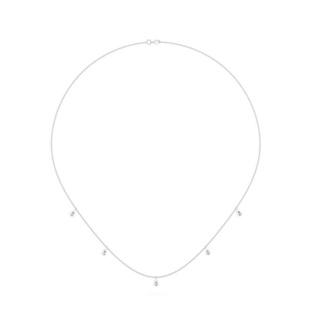 Pear Lab Diamond Stationed Necklace in 14K White Gold – back view