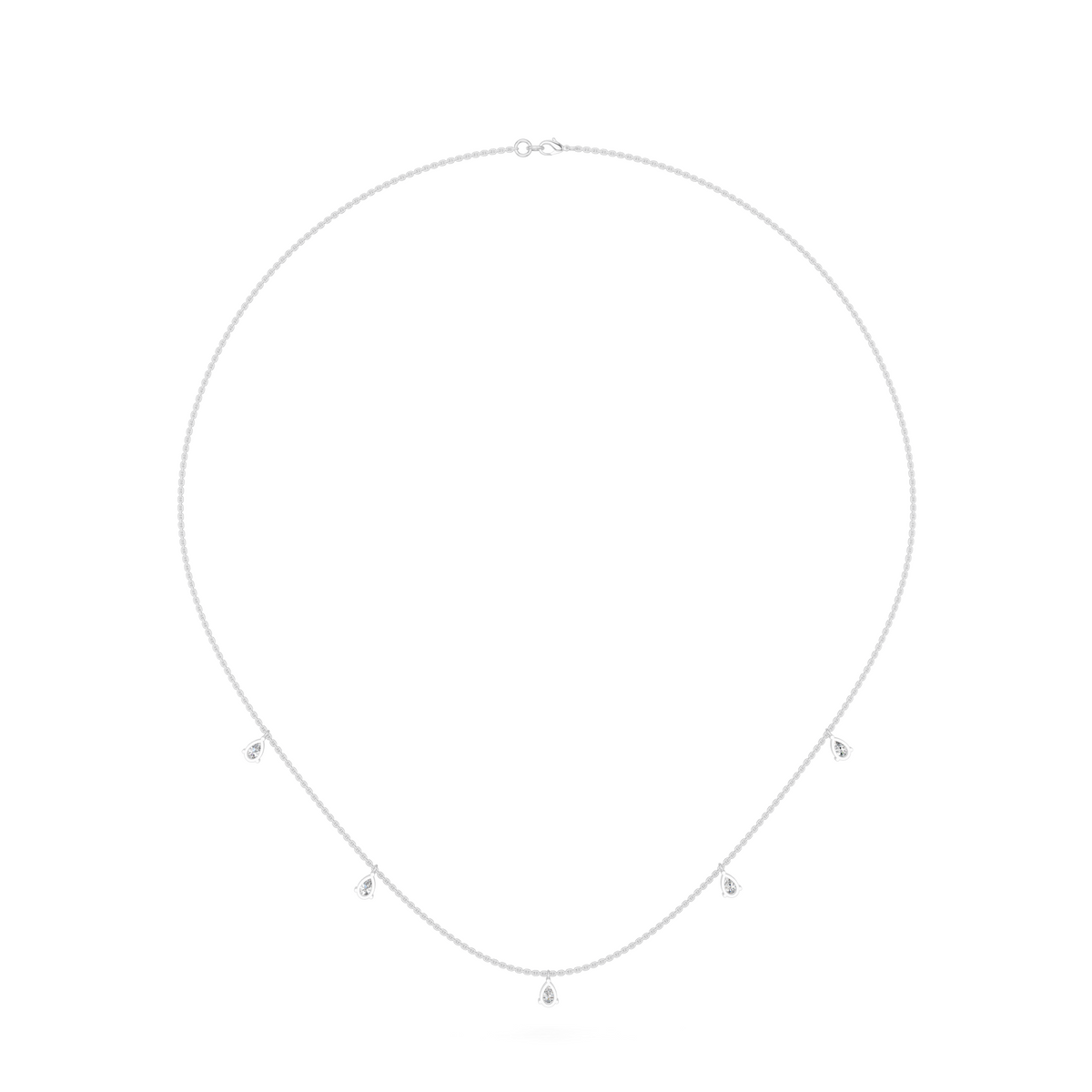 Pear Lab Diamond Stationed Necklace in 14K White Gold – back view
