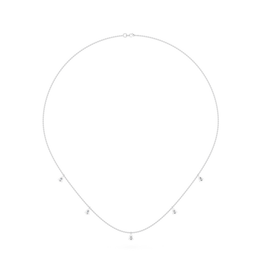 Pear Lab Diamond Stationed Necklace in 14K White Gold – back view