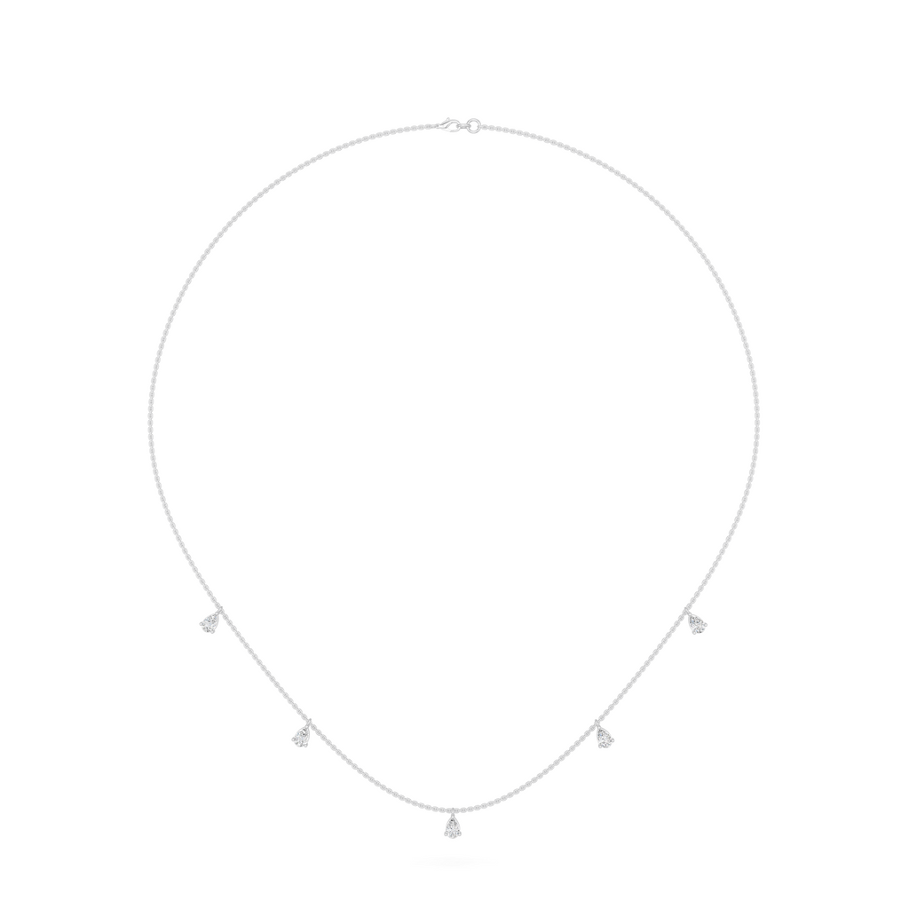 Pear Lab Diamond Stationed Necklace in 14K White Gold – front view