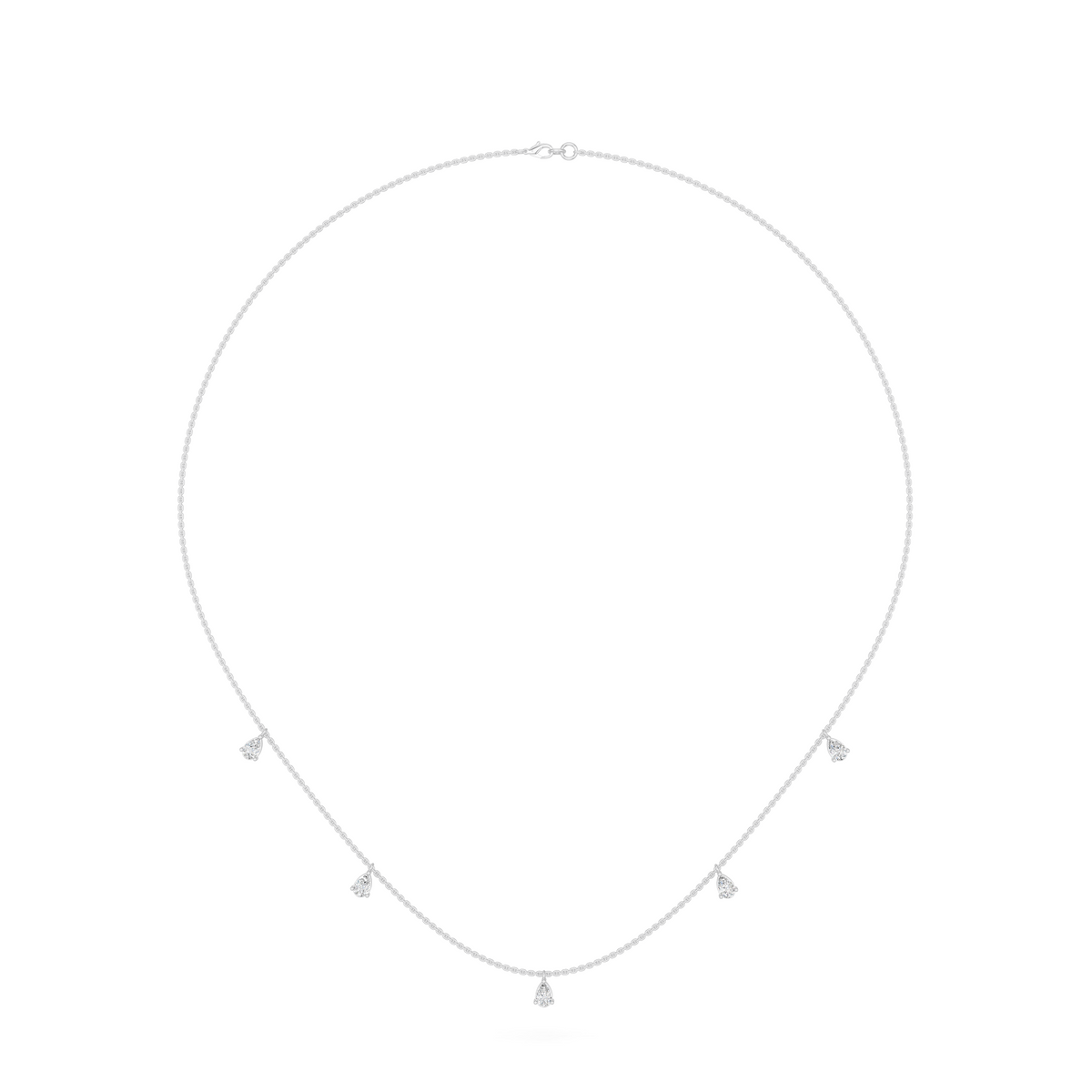Pear Lab Diamond Stationed Necklace in 14K White Gold – front view