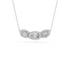 Moval Lab Diamond E-W 3 Stone Halo Necklace in 14K White Gold – top view