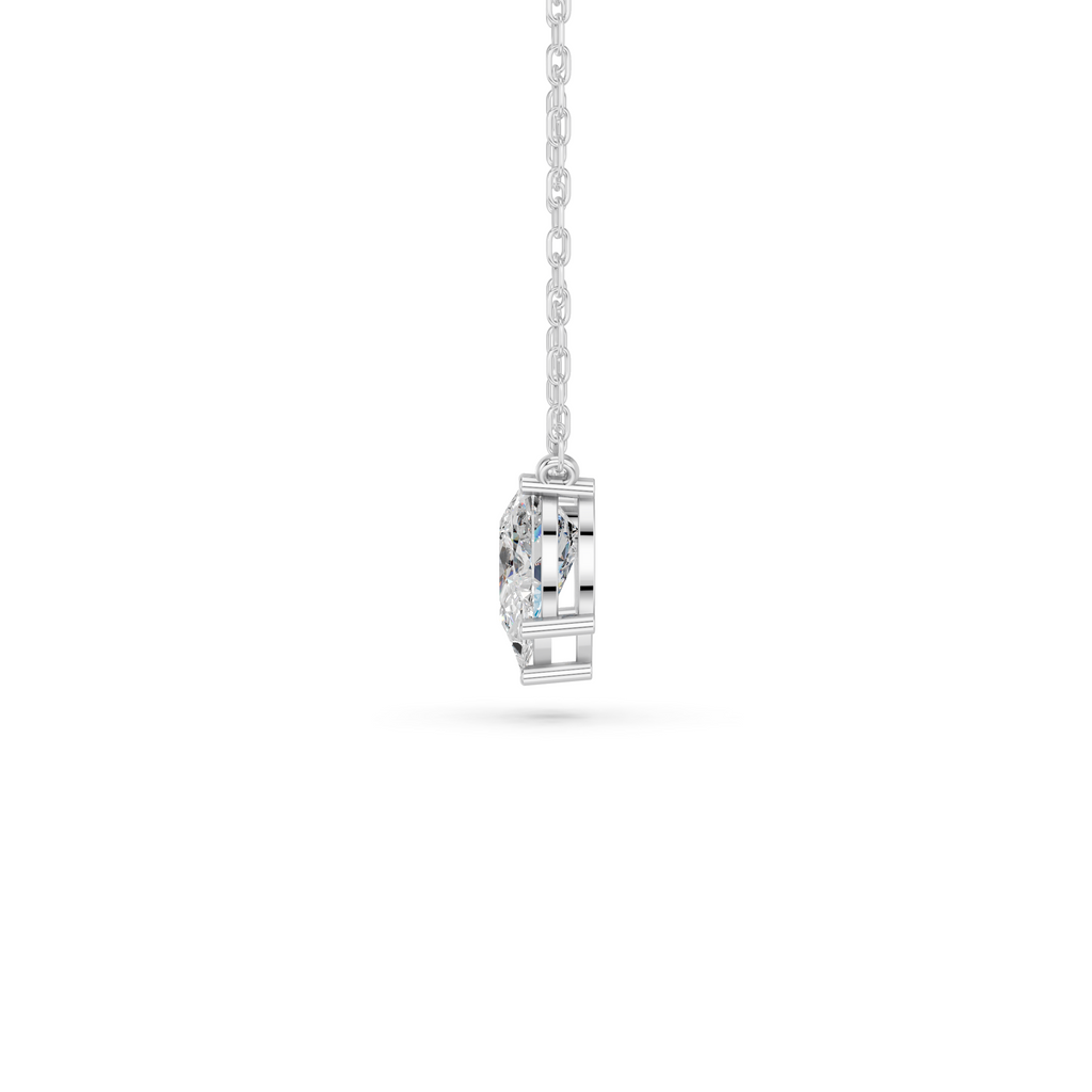 Pear Lab Diamond 3 Stone Necklace in 14K White Gold – side view
