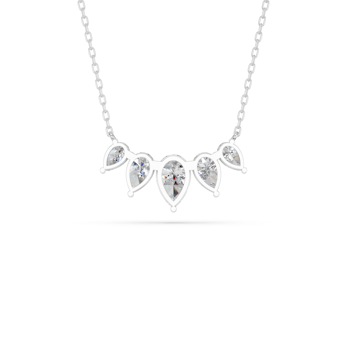 Pear Lab Diamond 5 Stone Necklace in 14K White Gold – back view