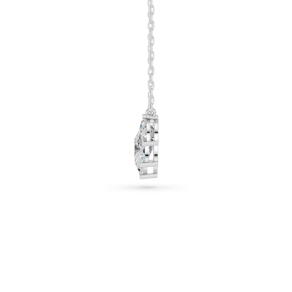 Pear Lab Diamond 5 Stone Necklace in 14K White Gold – side view