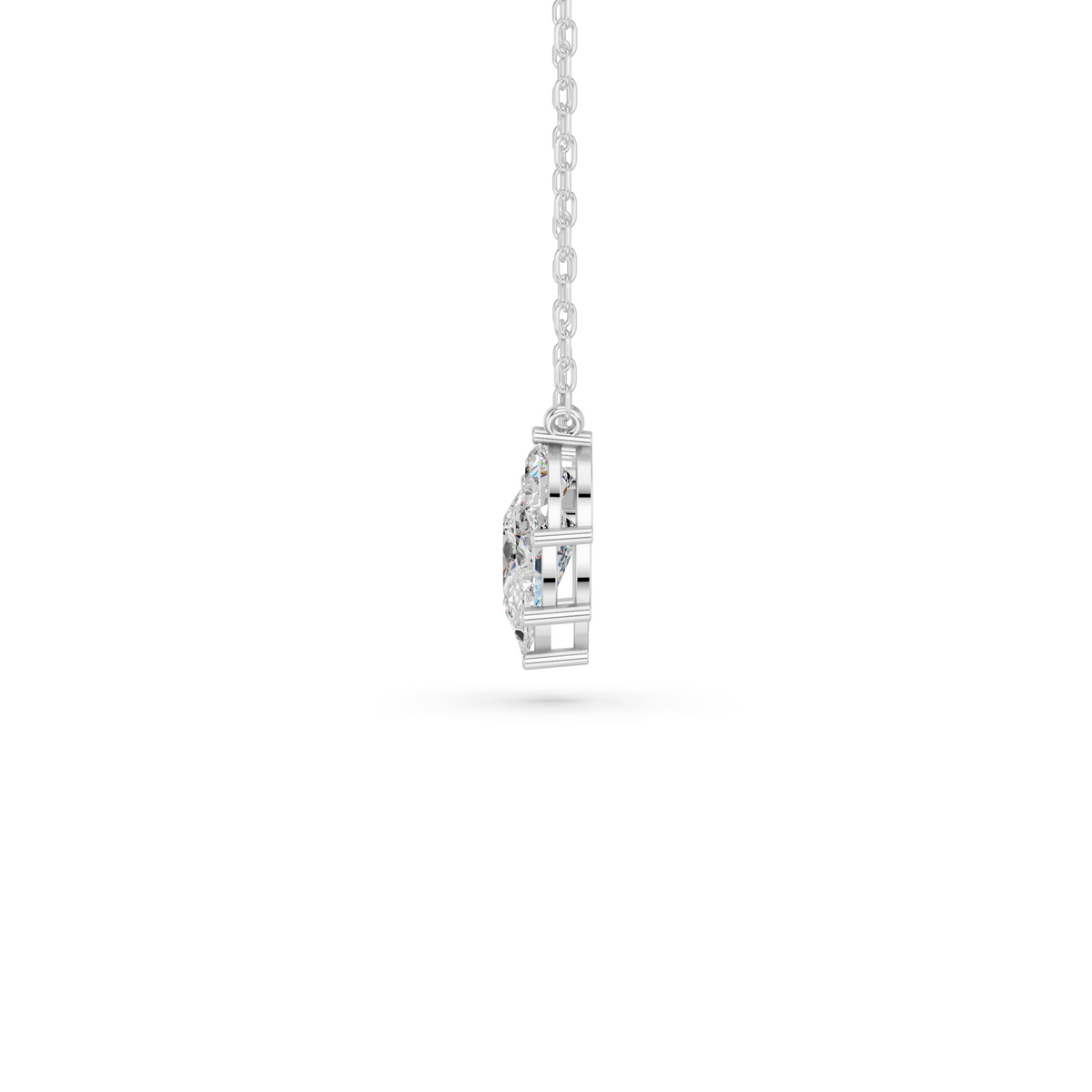 Pear Lab Diamond 5 Stone Necklace in 14K White Gold – side view