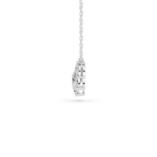 Pear Lab Diamond 5 Stone Necklace in 14K White Gold – side view