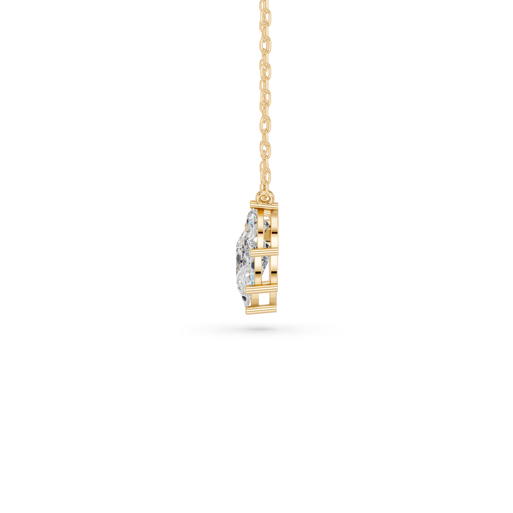 Pear Lab Diamond 5 Stone Necklace in 14K Yellow Gold – side view
